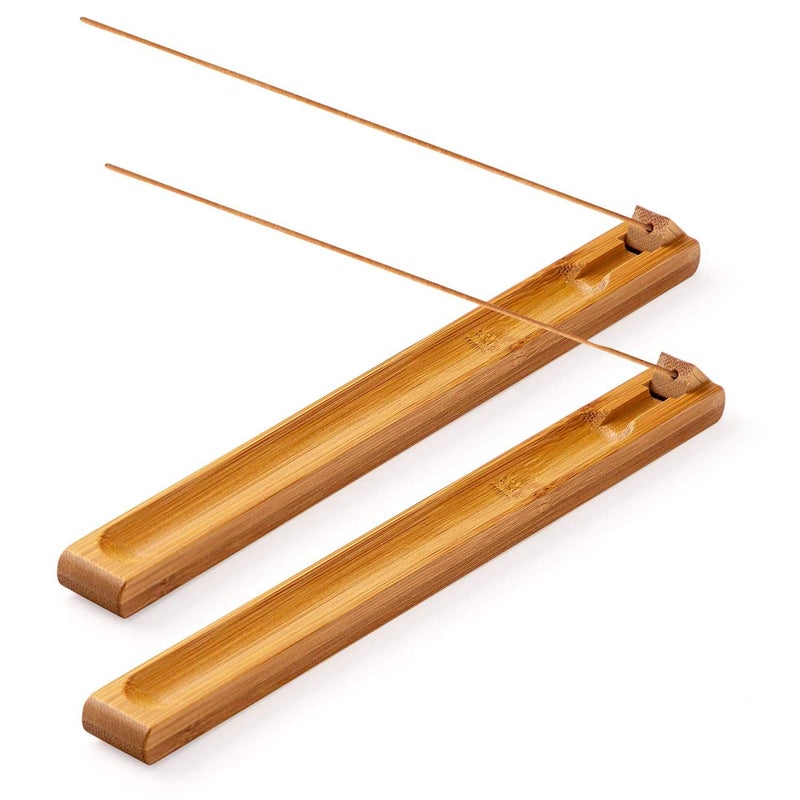Cacukap 2 Pieces Bamboo Wood Incense Holder for Sticks with Adjustable Angle, Incense Burner with Ash Catcher, 9.8 Inches - Image 1